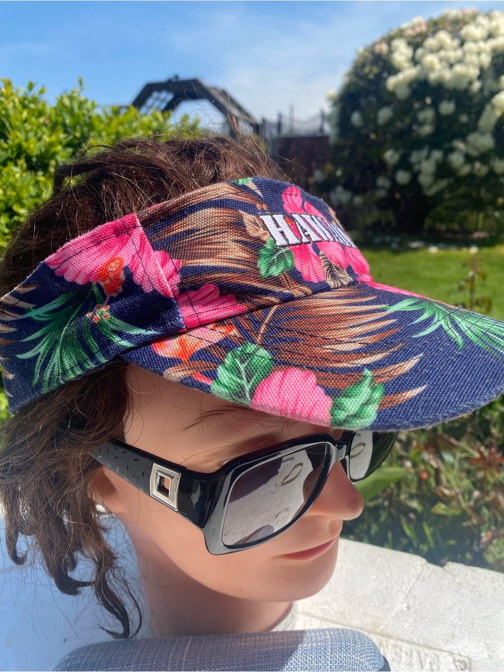 Hawaii Floral Navy Visor Tropical Women's Sun Visor Size One